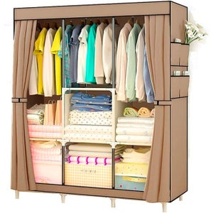 QHCS Armario portátil de tela para armario creativo, armario único abierto,  de madera maciza, divisores para armario de bebé, ahorra espacio, armario