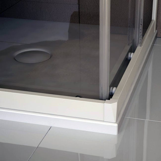 Mampara de ducha angular deslizante 70x70 CM de PVC Antracita H 200 Vidrio  Transparente mod. Kolors