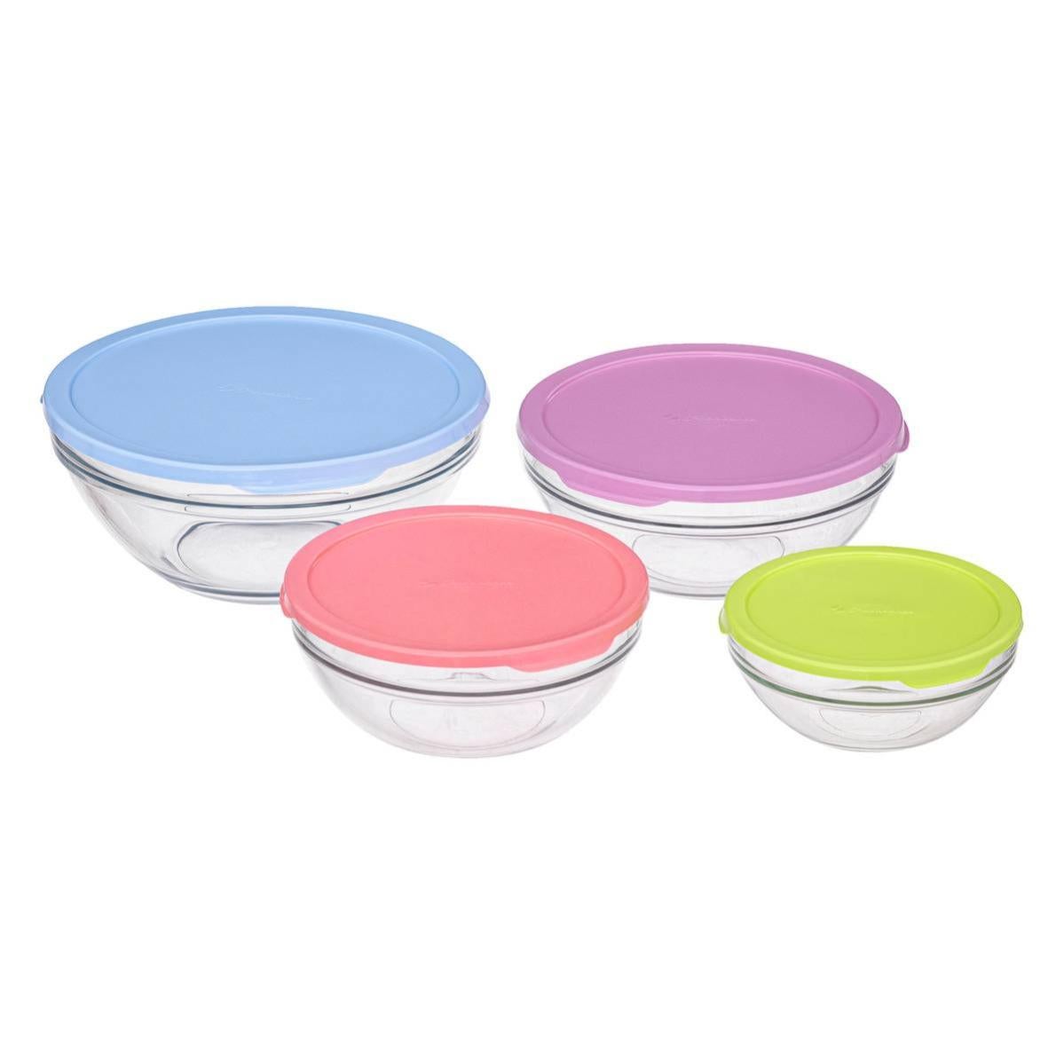 Set De 4 Saladiers En Verre Borosilicate Homwin Avec Couvercles - 0.5L, 1L, 2L, 3.5L - Résistants à La Chaleur, Micro-ondes Et Lave-vaisselle