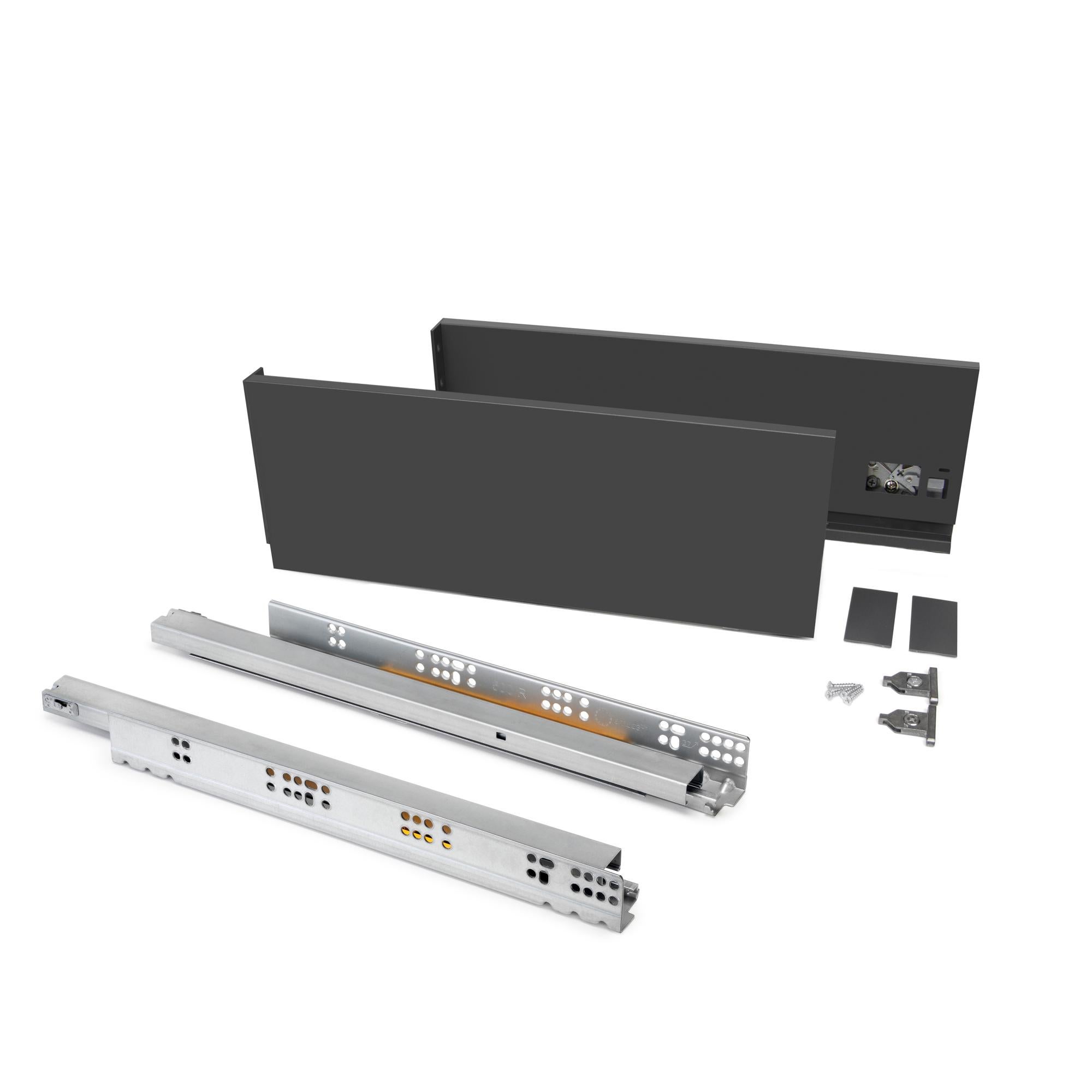 Emuca - Portapiatti per cassetto, 120x470 mm, Grigio Antracite, Alluminio e Tecnoplastica