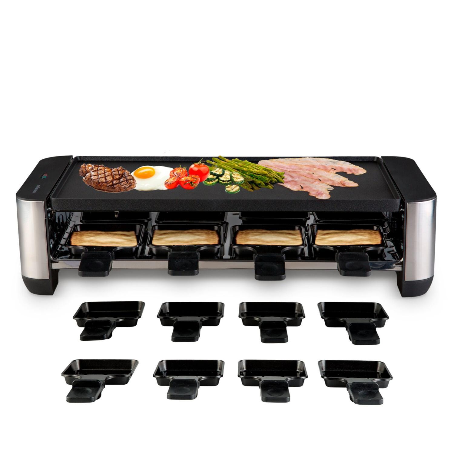 Raclette Mellerware Yummy! - 1400W, Grill 8 Personas, 16 Accesorios, MultifunciónBlack
