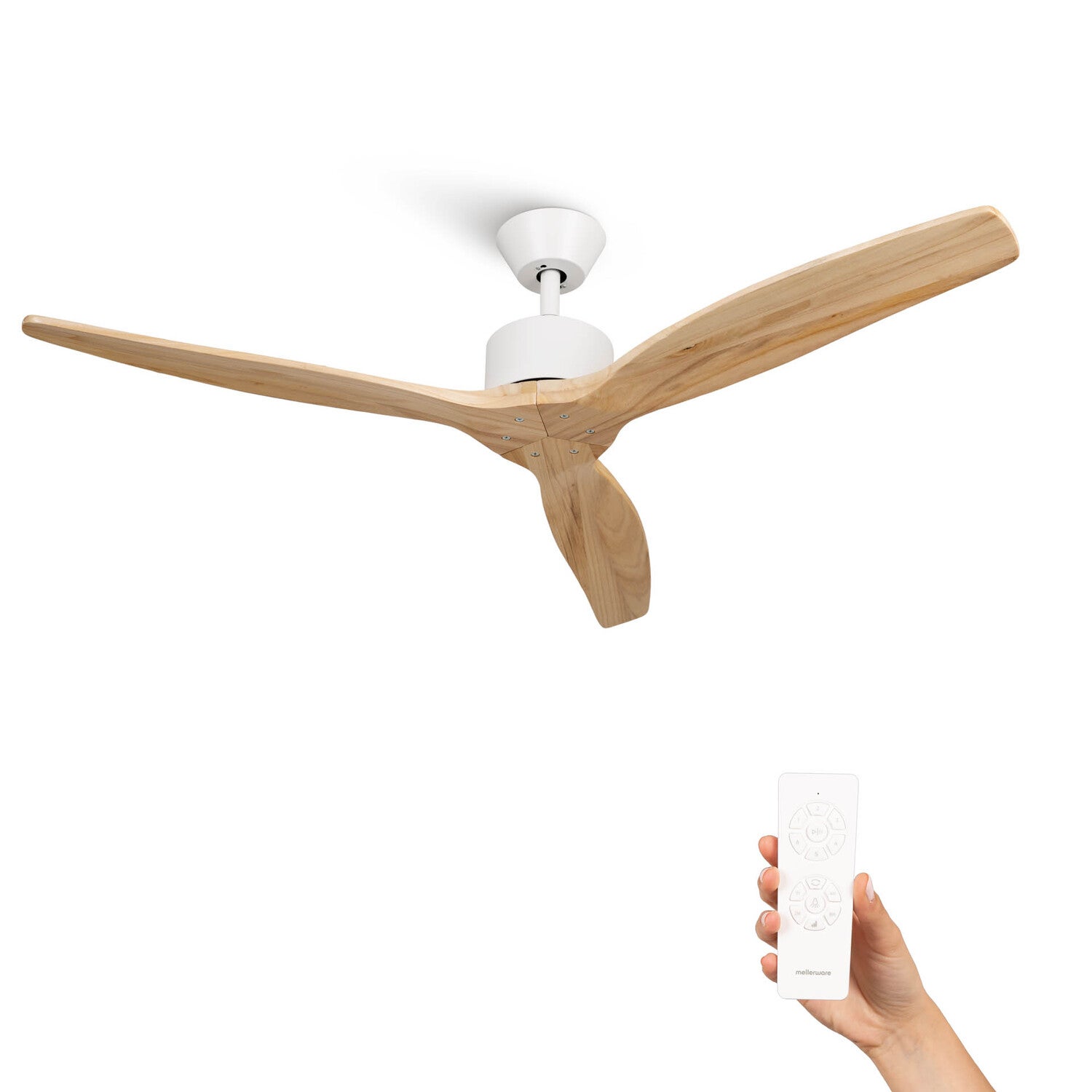 Ventilador de techo led mellerware brizy! bright - 45 w 6 velocidades ultra silencioso 3 aspas 132cm lightwood