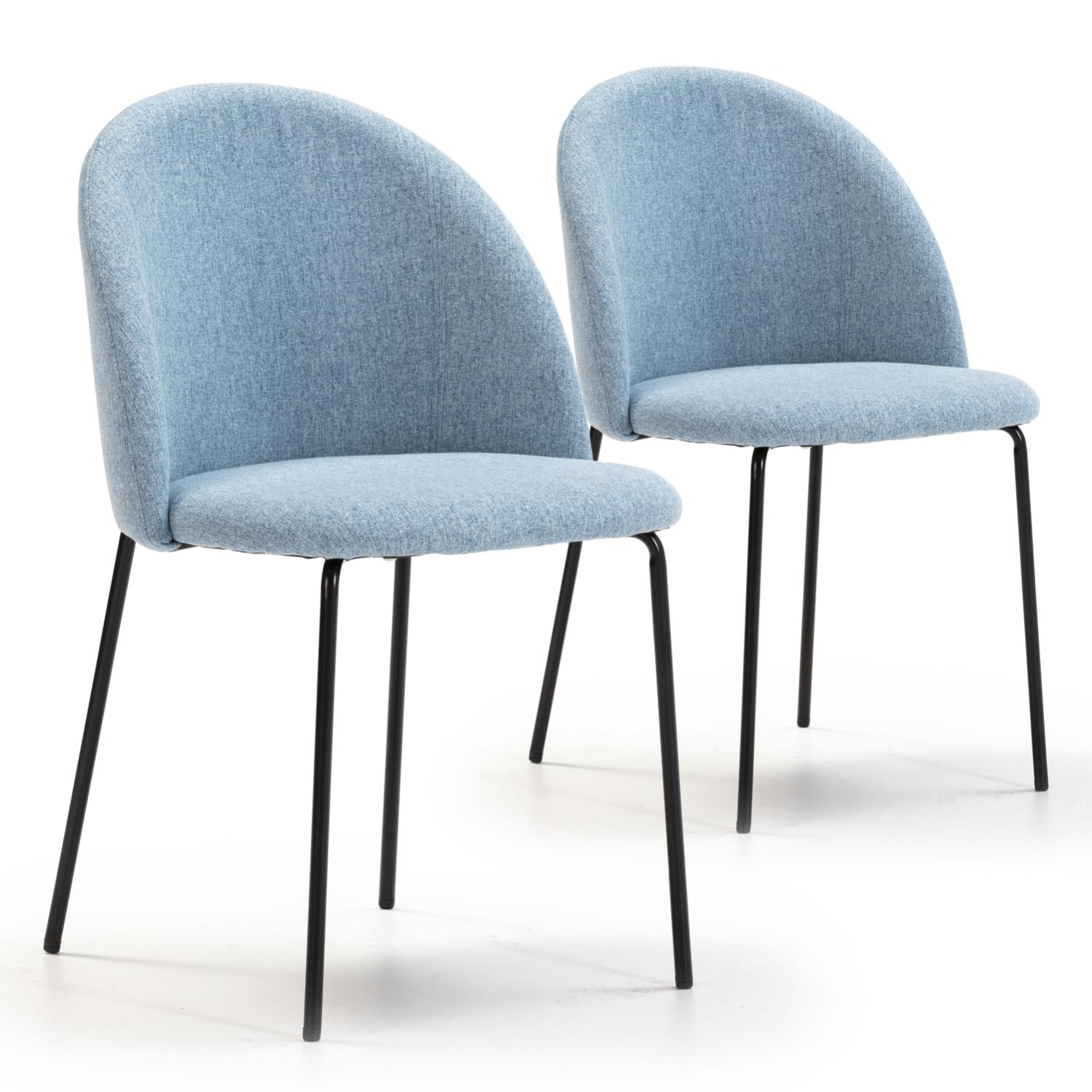 Set de 2 sillas comedor kenia tapizadas azul, 43 x 47 x 78,5 cm