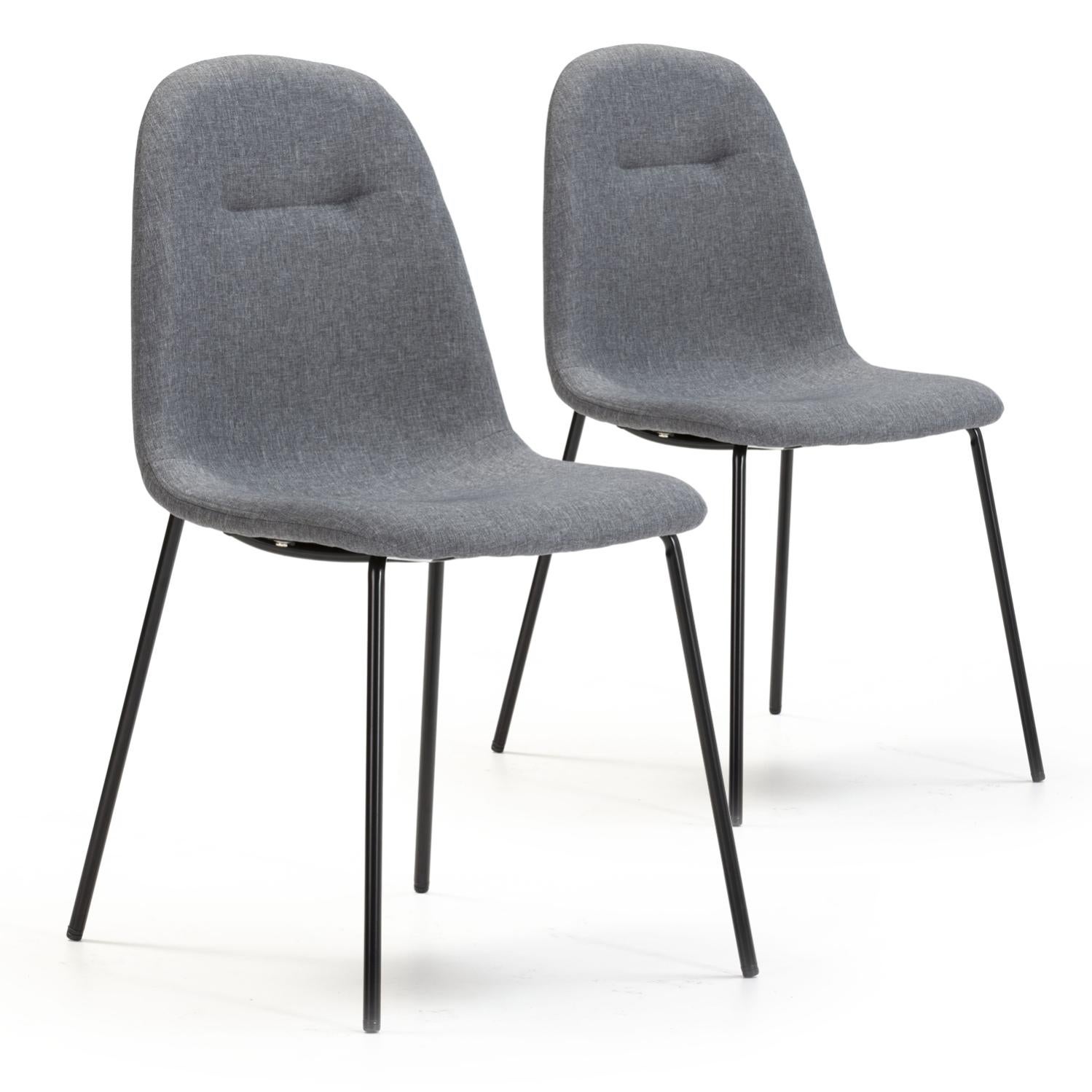 Set di 6 Sedie Imbottite in tessuto vellutato con Gambe in Legno, Grigio | Italy