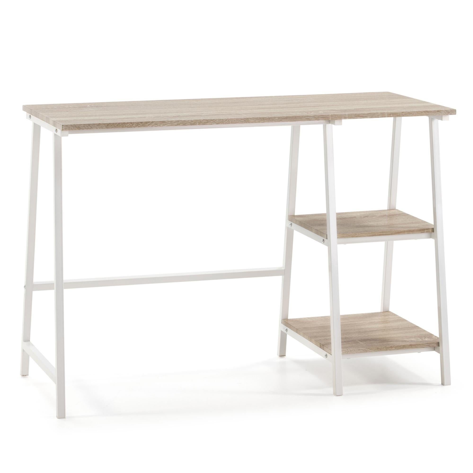 Mesa Escritorio Escritorio Extensible RON Con Almacenamiento - Blanco/madera, Ideal Para Espacios Pequeños Escritorio En L