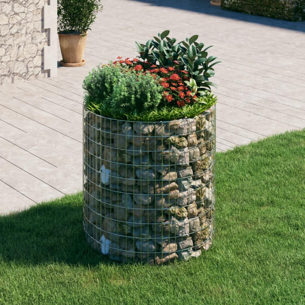 Gabbione Circolare In Acciaio Zincato, Diametro 30 Cm, Altezza 150 Cm, Per Giardino E Patio