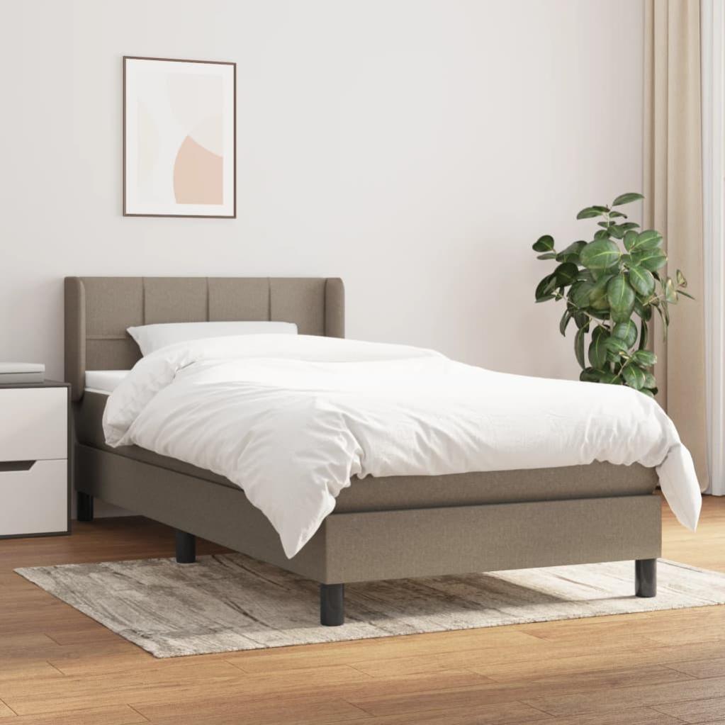 Cama box spring con colchón tela gris taupe 100x200 cm Leroy