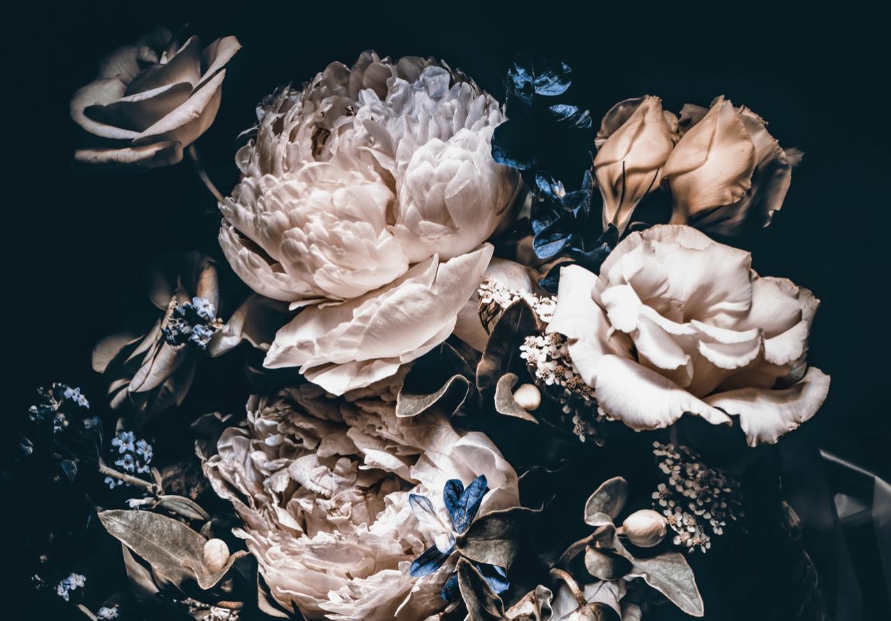 Papel pintado fotografia panorámica flores rosa vintage efecto 3d negro 368x254 cm - incluye cola - moderno salon dormitorio papel no tejido