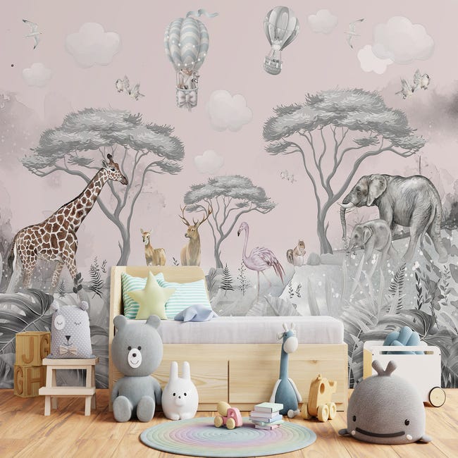 Papier peint animaux de la jungle chambre enfant - Kam & Leon