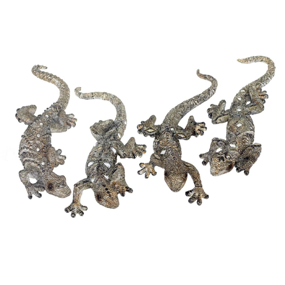 By sigris lagarto 4 diferentes plateados incluye 4 unidades figuras animales colección étnico signes grimalt decor and go