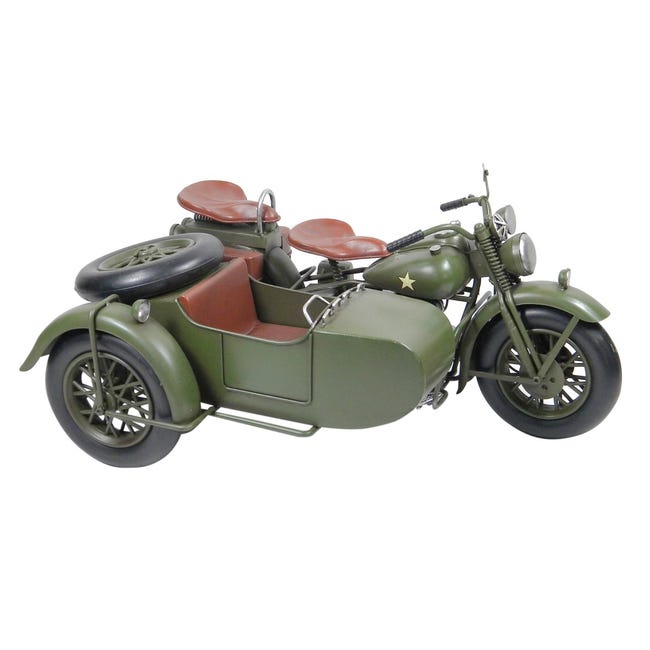 Signes SIGRIS - Moto Sidecar Militar Verde de Hojalata Y Resina | Modelismo Vehículos Terrestres Moto Coleccion Figura Moto Leroy Merlin