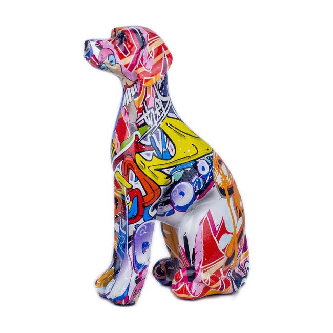 By SIGRIS Figura Perro Amarillo Resina 21X8X15cm Figura de Perro Decoración Hogar Figuras De Resina Para Jardin | Leroy Merlin