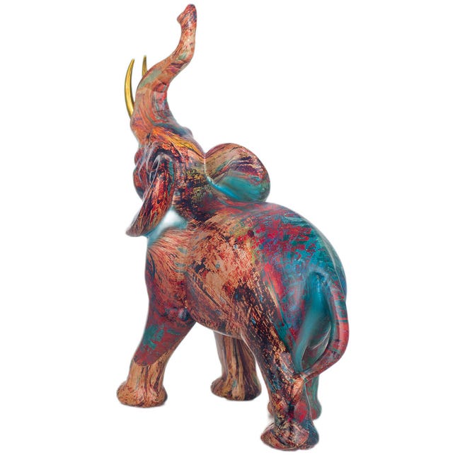 Signes Grimalt - Figura Elefante Multicolor de Resina, Figura de Elefante Figuras  Decorativas Decoracion Salon 19x8x16cm BY SIGRIS