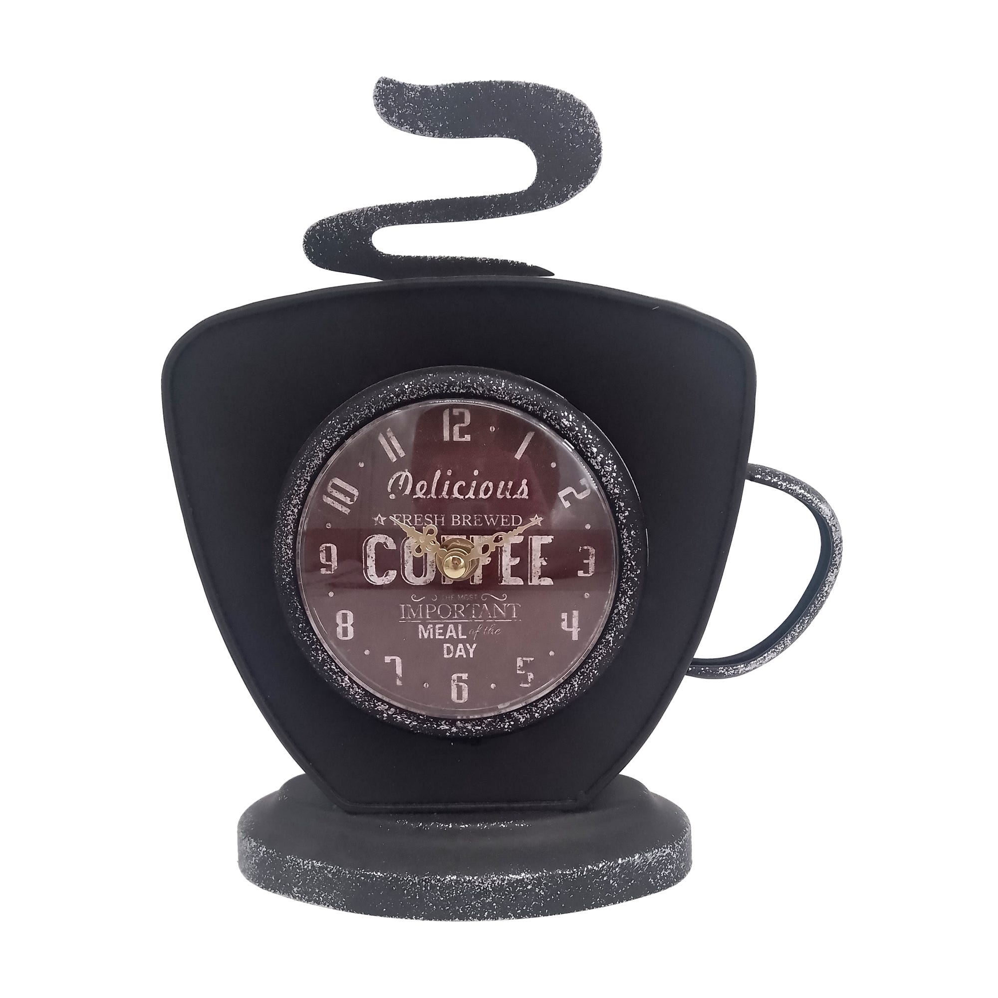 Signes Grimalt By SIGRIS - Reloj Taza Coffee Vintage Negro de Metal, Reloj  Sobremesa Reloj Sobremesa Vintage Relojes Decorativos De Mesa 26x9x22cm
