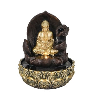 By SIGRIS Figura Monje Dorado de Resina 21X17X16cm Figura de Buda  Decoración Hogar Budas De La Suerte