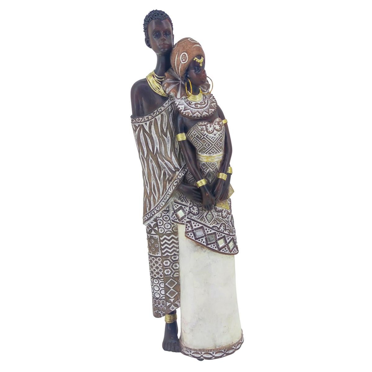 Busto Donna Africana In Resina SIGNES GRIMALT | Scultura Decorativa 33 Cm, Bronzo, Con Turbante E Gioielli