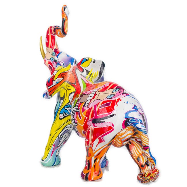 Figura decoración Elefante multicolor graffiti