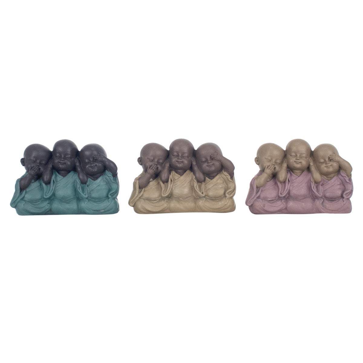 By sigris figura buda 3 unidades multicolor de resina 9*5*13cm figura de buda