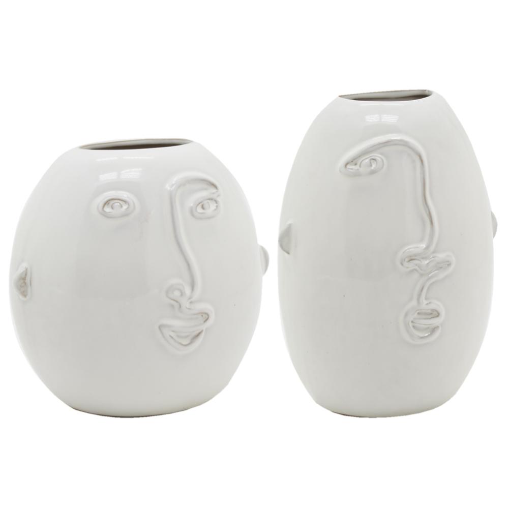 Vases visage en céramique blanche (Lot de 2) Aubry Gaspard Leroy Merlin