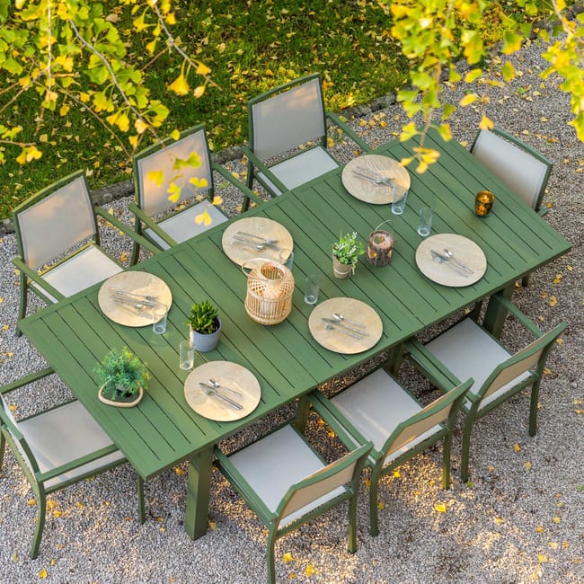 Table De Jardin Extensible 8 10 Personnes Vert Olive 180 240x100x76 Table de jardin extensible 8 10 personnes vert olive 180 240x100x76