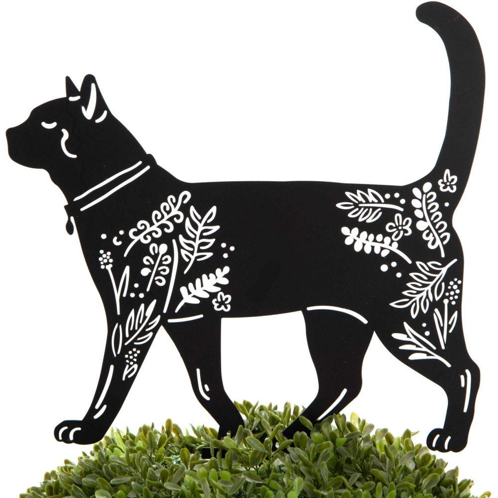 Chat décoratif en métal sur pic 1 chat Amadeus