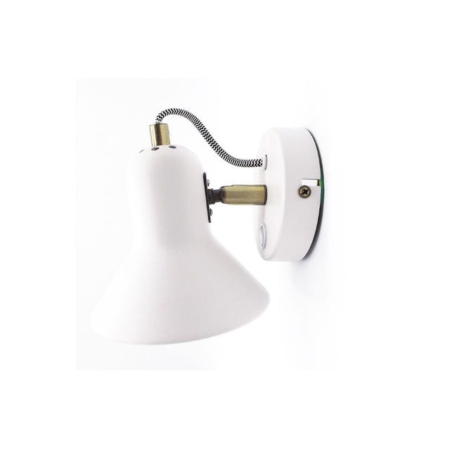 Applique Réglable avec Interrupteur, Lampe Murale Moderne en Métal en Blanc  Lampe de Chevet, Bras Long Rotatif à 360 °, Câble de 1,8 M avec Prise