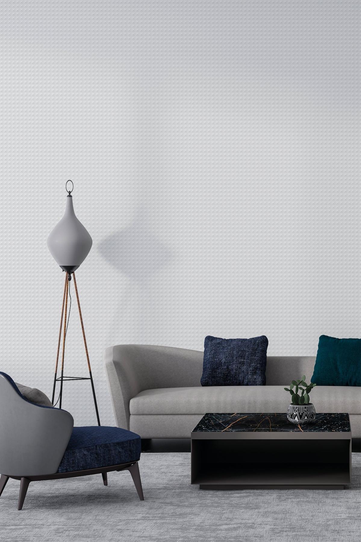 Carta Da Parati Intonaco Ottico Bianco Grigio - Carta Da Parati In Ottico Bianco Grigio Carta Da Parati In Tessuto Non Tessuto A S Cr Ation - Foto 2