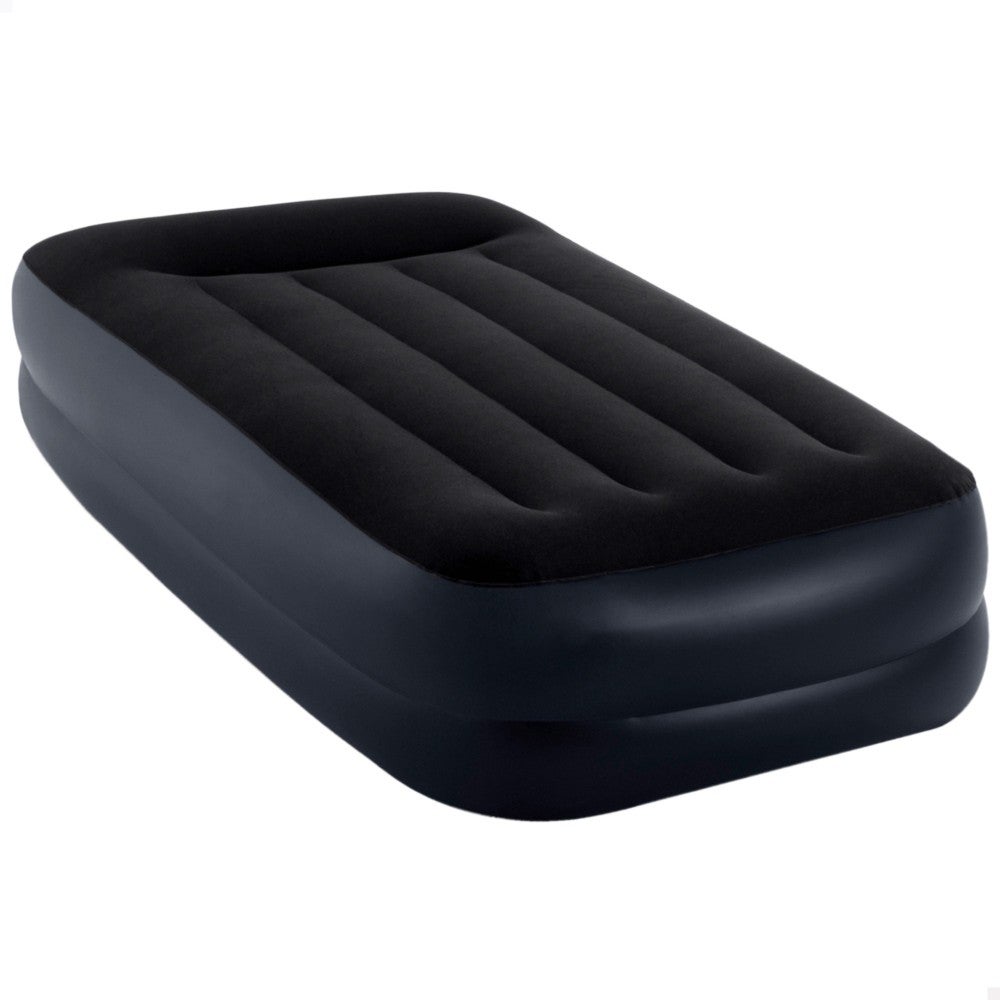 Matelas gonflable Intex - Pillow Rest Mid-Rise - 2 personnes -152x203x30 cm  (LxLxH) - Gris - Motopompe intégrée