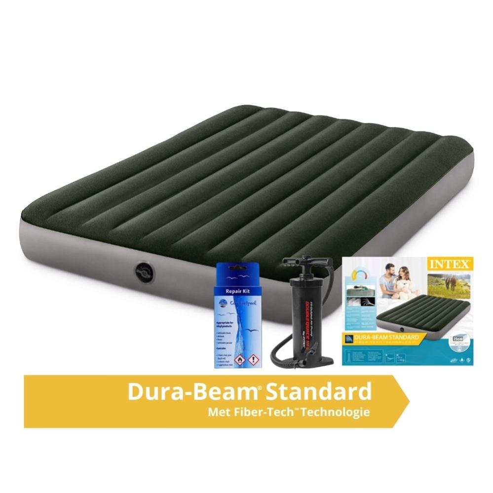 Intex Matelas gonflable - 152 x 203 x 25 cm - Bleu - Incl. pompe à main