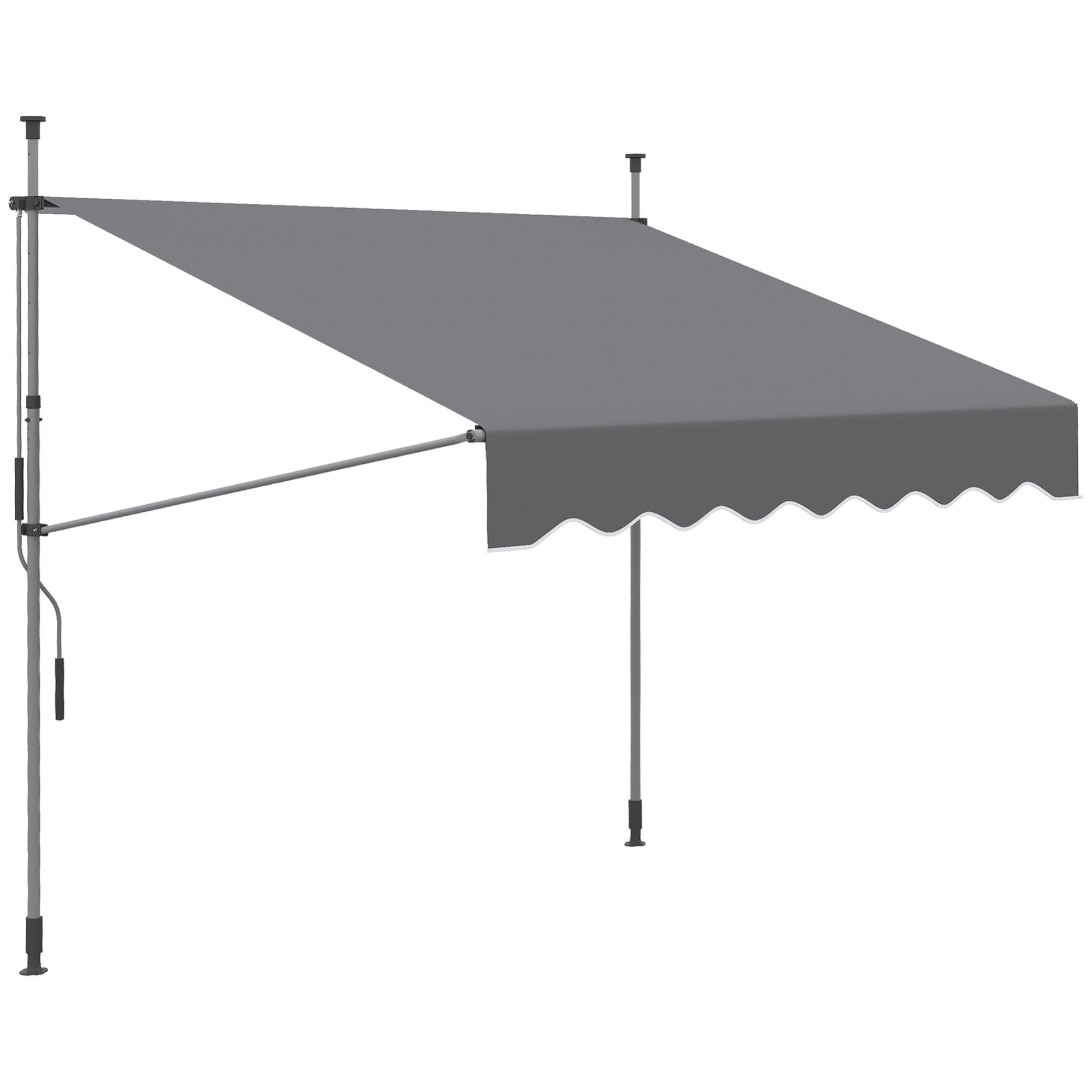 Store banne manuel rétractable 2L x 1,5l (avancée) x 2,13,1H m gris