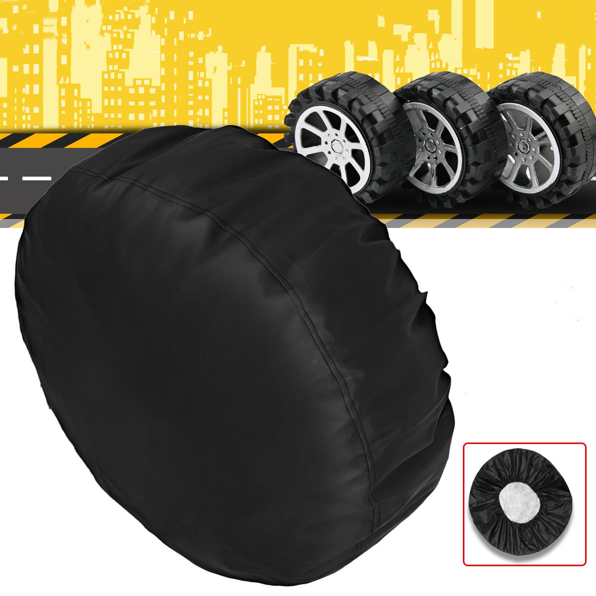 1 Pièce Housse de pneus avec poignée housses de roue de secours couleur  Gris et noir - Cdiscount Auto