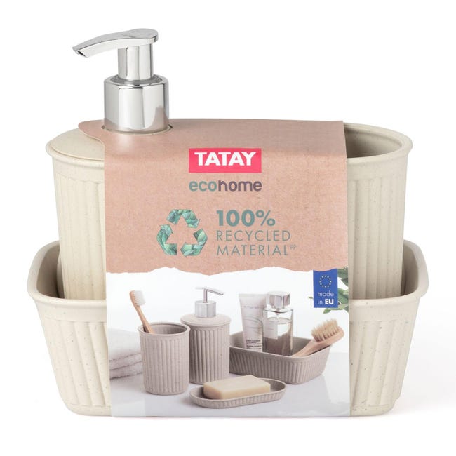 ⇒ Comprar Set vaso+dosificador+jabonera baño tatay gris antracita baobab  6391014 ▷ Más de 200 tiendas ✔️