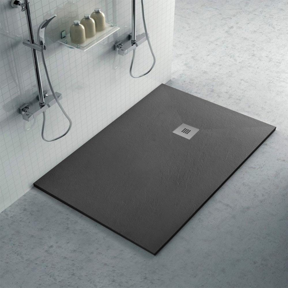 Piatto Doccia 70x90x3,5 CM Rettangolare Antracite Marmo Resina Ardesia Effetto Pietra Mod Petra 84498691