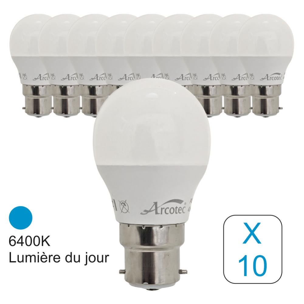 Ampoules LED B22 5W Équivalent 40W - Lot 6 Globes G45 Blanc Chaud 3000K Non Dimmables