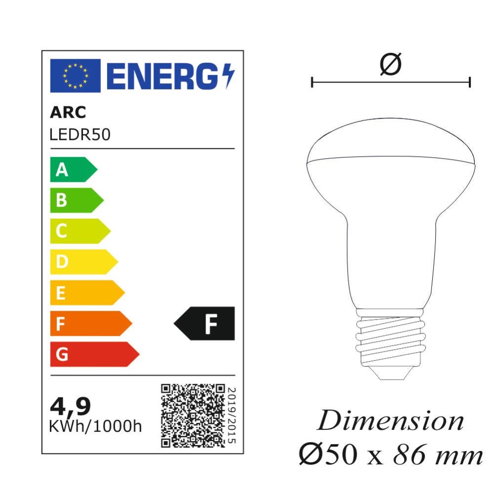 Lot de 10 ampoules LED E14 R50 4,9W (équiv. 40W) 470Lm 3000K - garantie 5 ans - 4