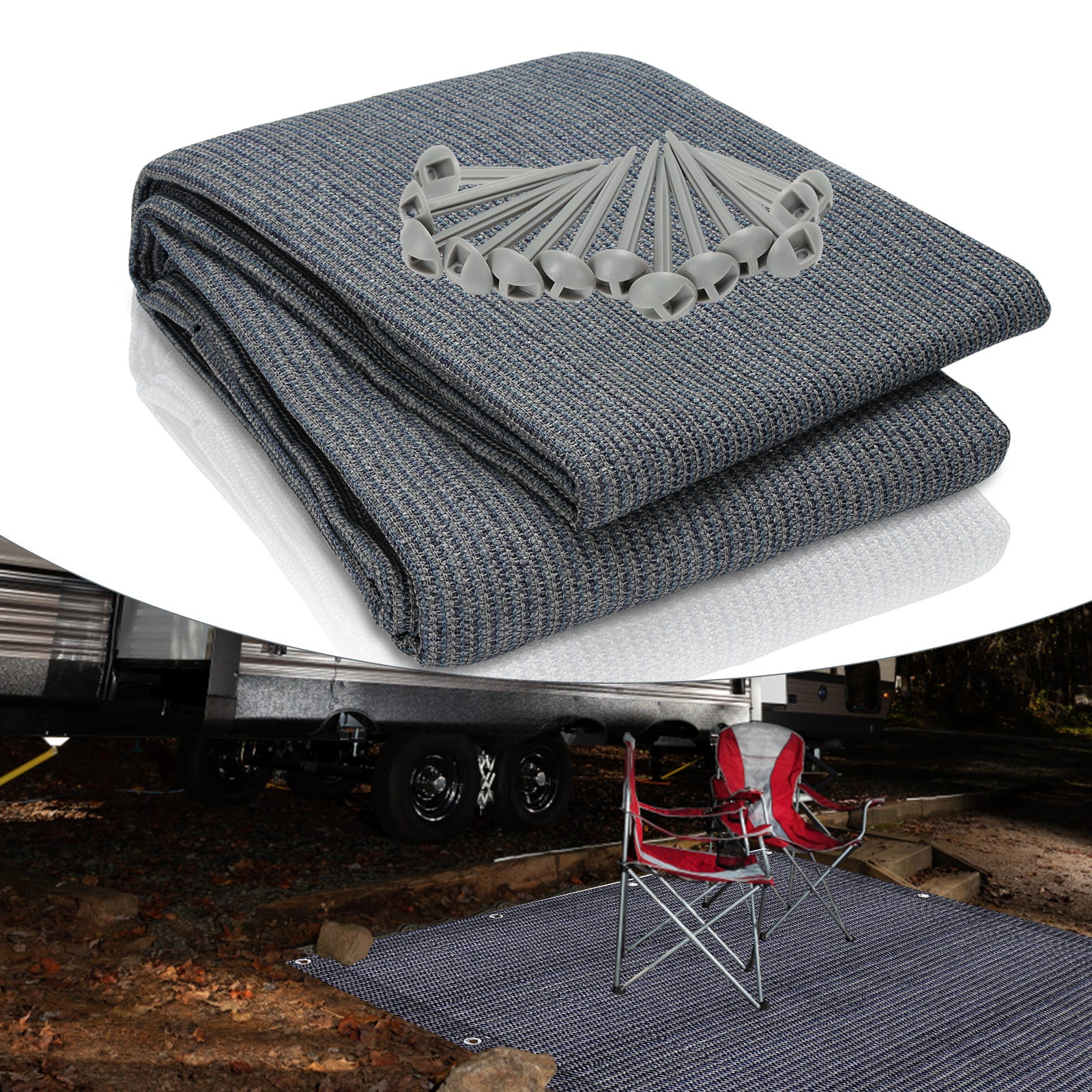 Tapis de tente camping, 250 x 250 cm Tapis de sol pour caravane，Tapis d' auvent de Camping