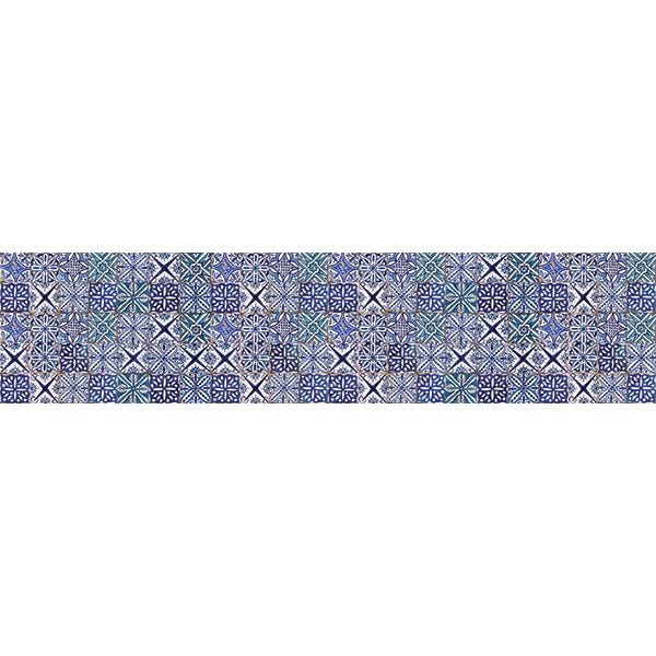Credencia adhesiva en vinilo ignífugo Azulejos en blanco y negro 260x60 cm