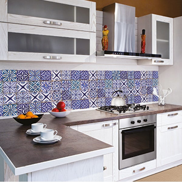 Crédence adhésive cuisine PVC 190_x_60_cm Azulejos anciens Rouleau adhesif  decoratif 100% fabriqué en Italie, avec encre non toxique, ignifuge et  résistant à l'eau : : Cuisine et Maison