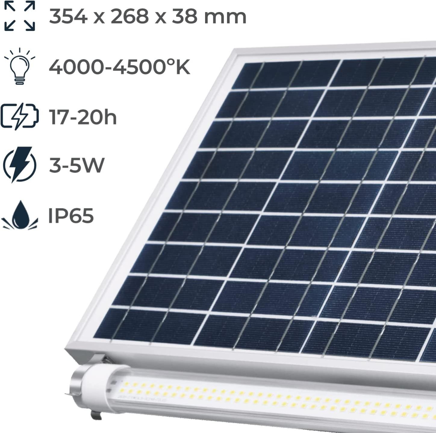 Proyector LED Solar 65W 4000K - Incluye Panel Solar, Batería Y Mando A Distancia, Ideal Para Exteriores