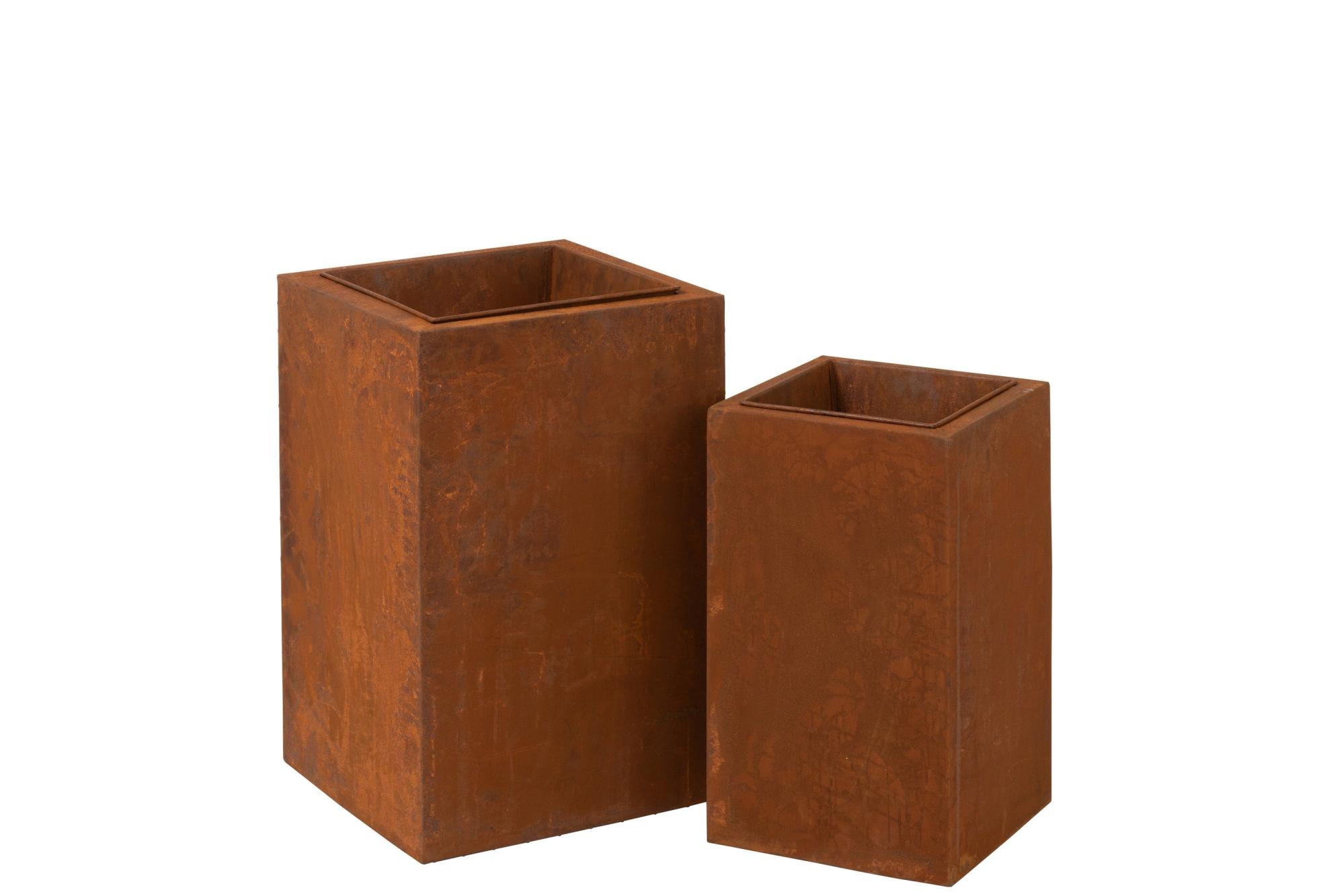 Set de 2 jardinières carrées métal rouille | Leroy Merlin