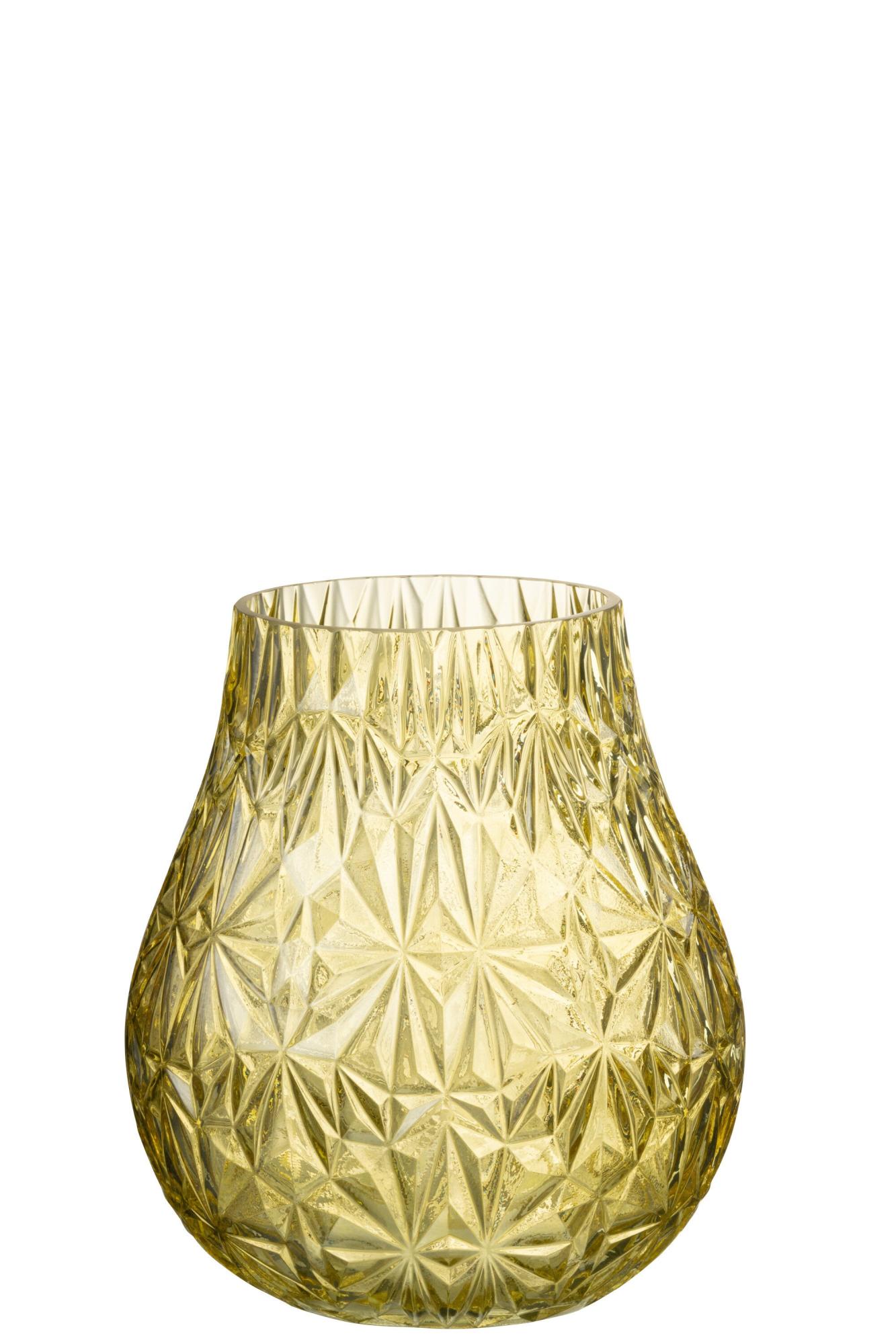 Vase nox taille verre jaune 18,8x18,8x21,5cm Leroy Merlin