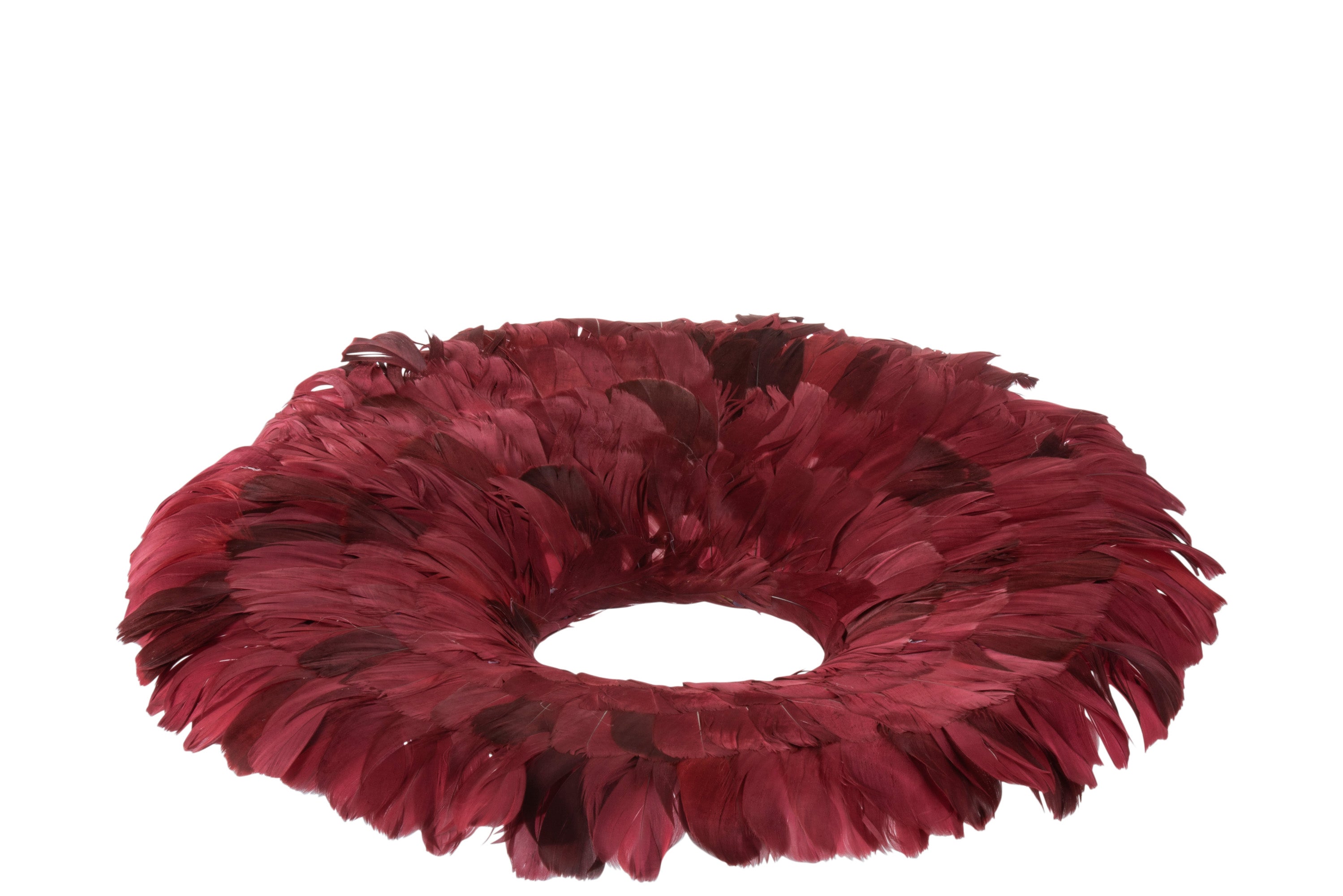 Couronne décorative plumes bordeaux 53 cm Leroy Merlin