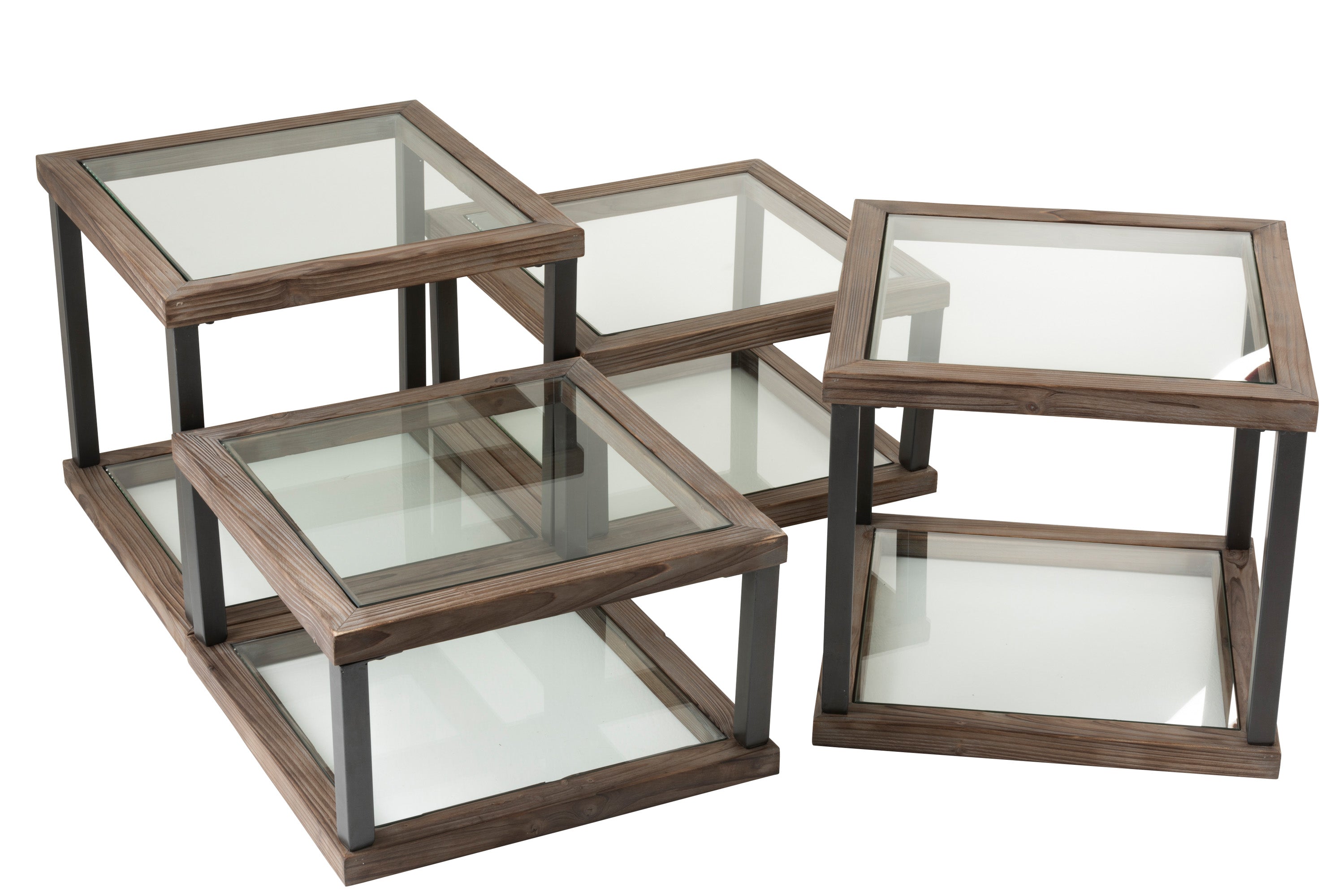 Set de 4 tables de salon bois/verre marron | Leroy Merlin