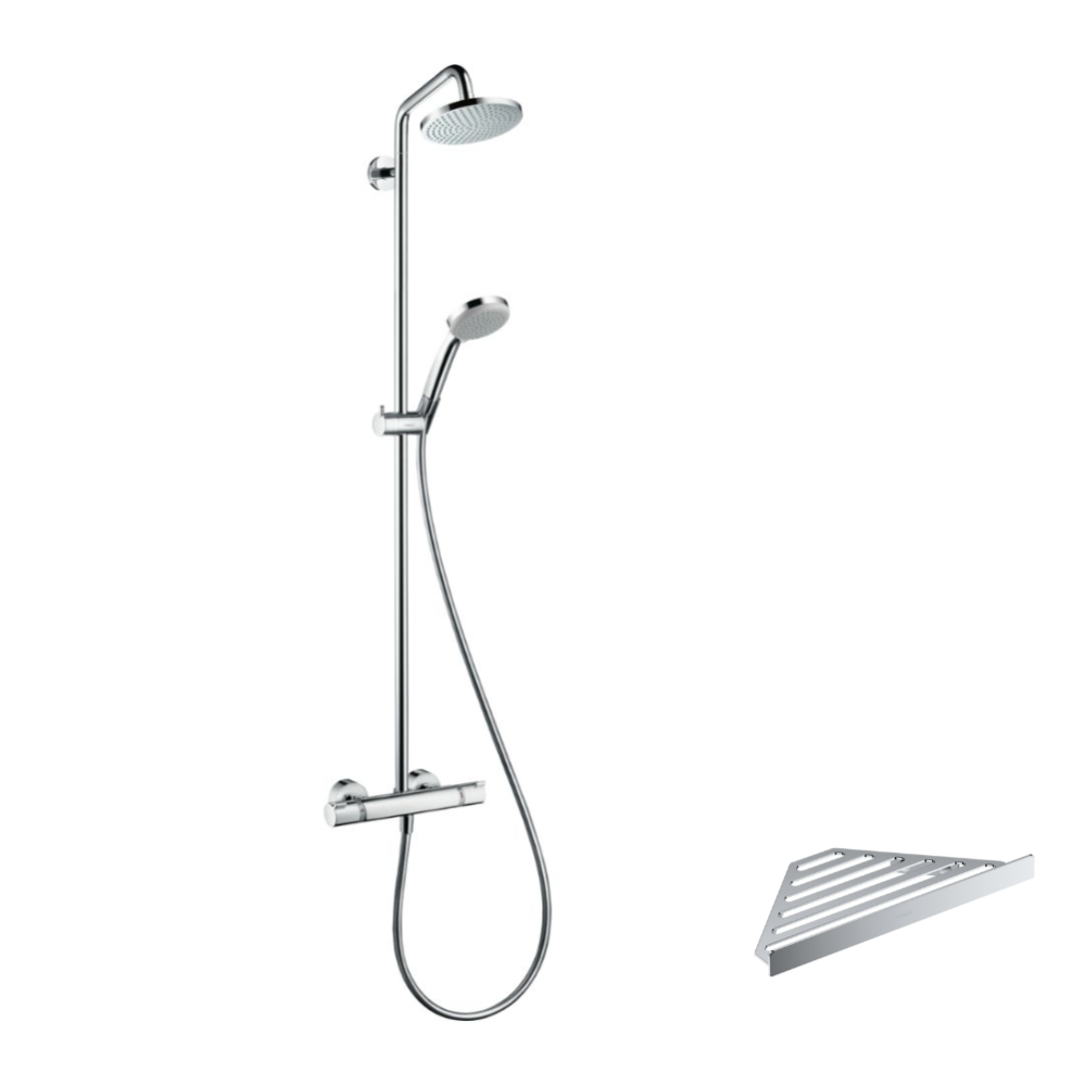 Colonne de douche thermostatique HANSGROHE Croma 160 chromé + tablette