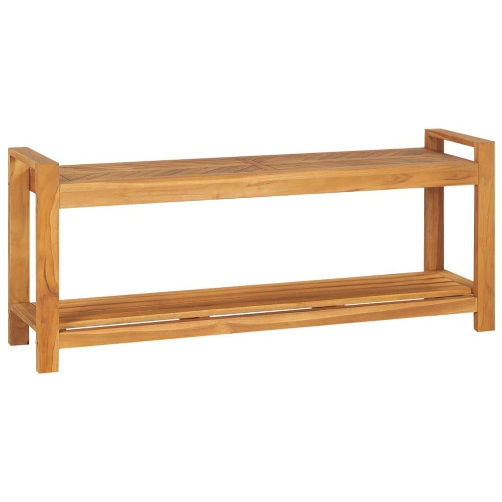 Banc De Jardin VidaXL En Teck Massif 114cm - Banc Terrasse Extérieur Résistant Aux Intempéries
