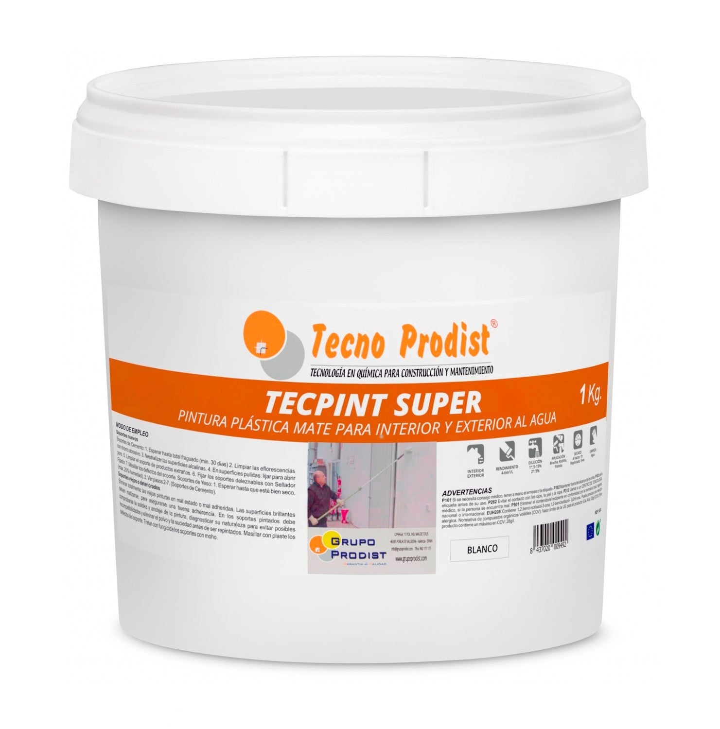 TECPINT TERMIC de Tecno Prodist - Peinture à l'eau avec isolation thermique  et acoustique - Intérieur - Anti-humidité - Inodore