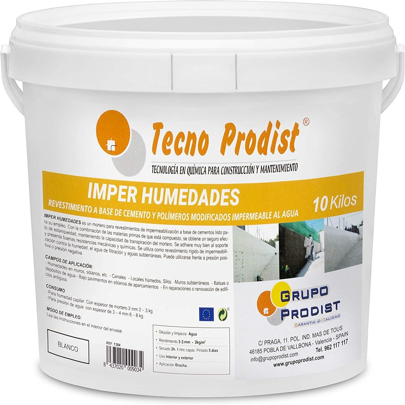 HIDRO A de Tecno Prodist - Impermeabilizante Transparente al agua,  Hidrofugante para fachada, teja, ladrillo y piedra
