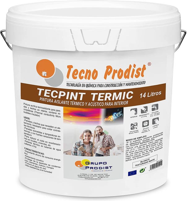 TECPINT TERMIC de Tecno Prodist - Pintura con aislante térmico y al agua - Interior - Antihumedad - Sin olor - Blanco - | Leroy Merlin