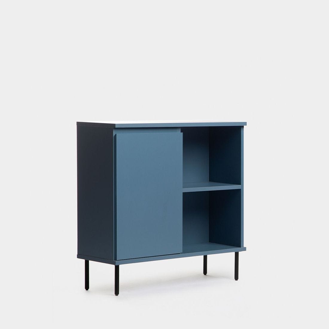 Mueble recibidor con cajón de estilo industrial azul Esben