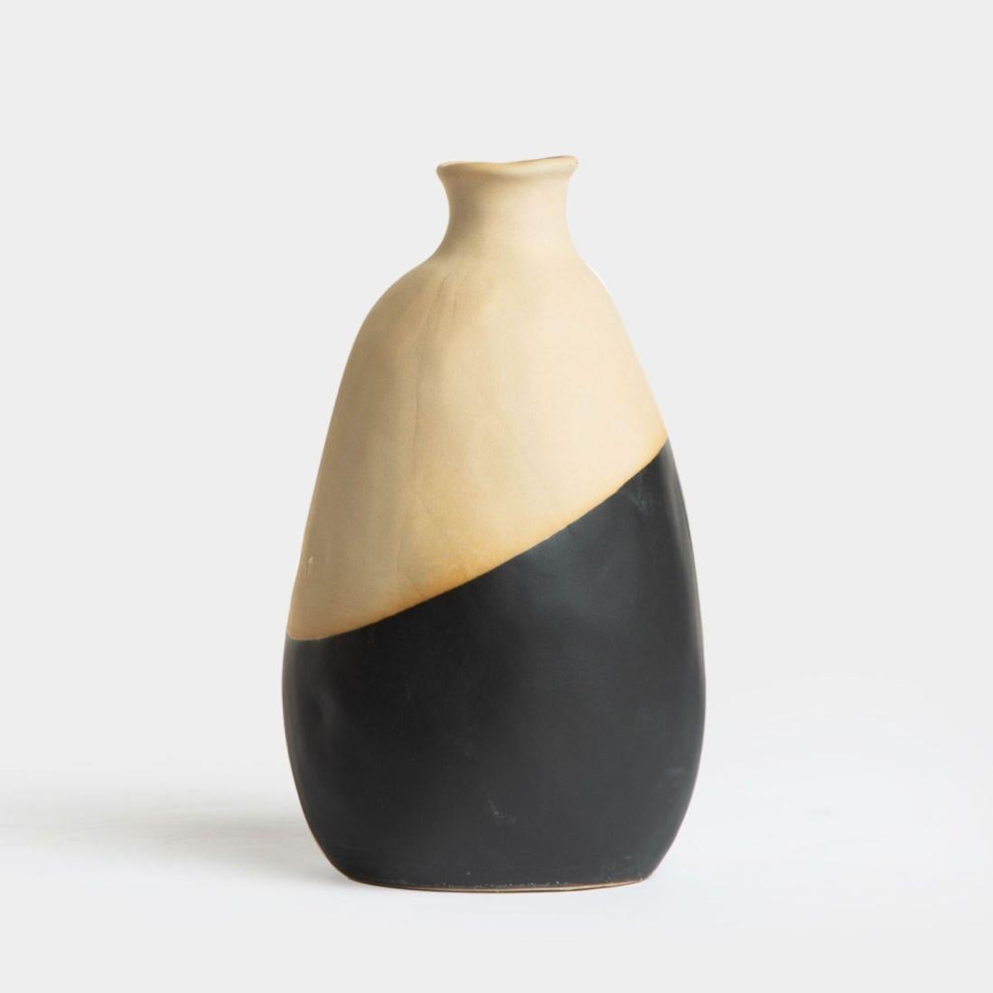 Vase Céramique Noir 20 Cm Surface Givrée - Déco Moderne | Pour Fleurs Sèches Ou Fraîches